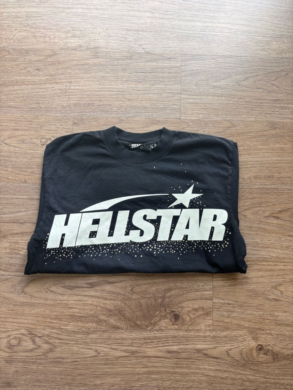 Black Hellstar Rhinestone Tee With Off-White Lettering - Picture 5 of 5